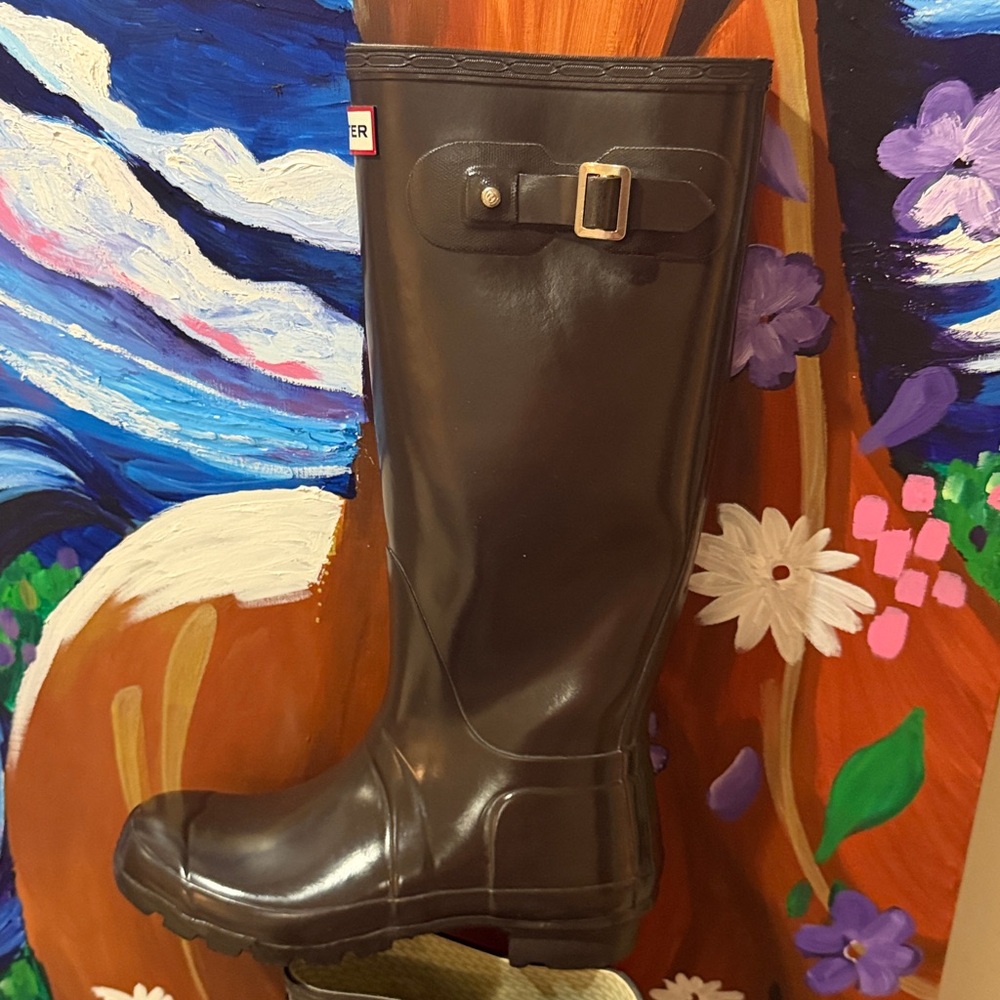 Rare! Hunter Original Tall Wellies iCocoa Gloss Brown 6M 7F UK5 EU38 - Picture 15 of 16